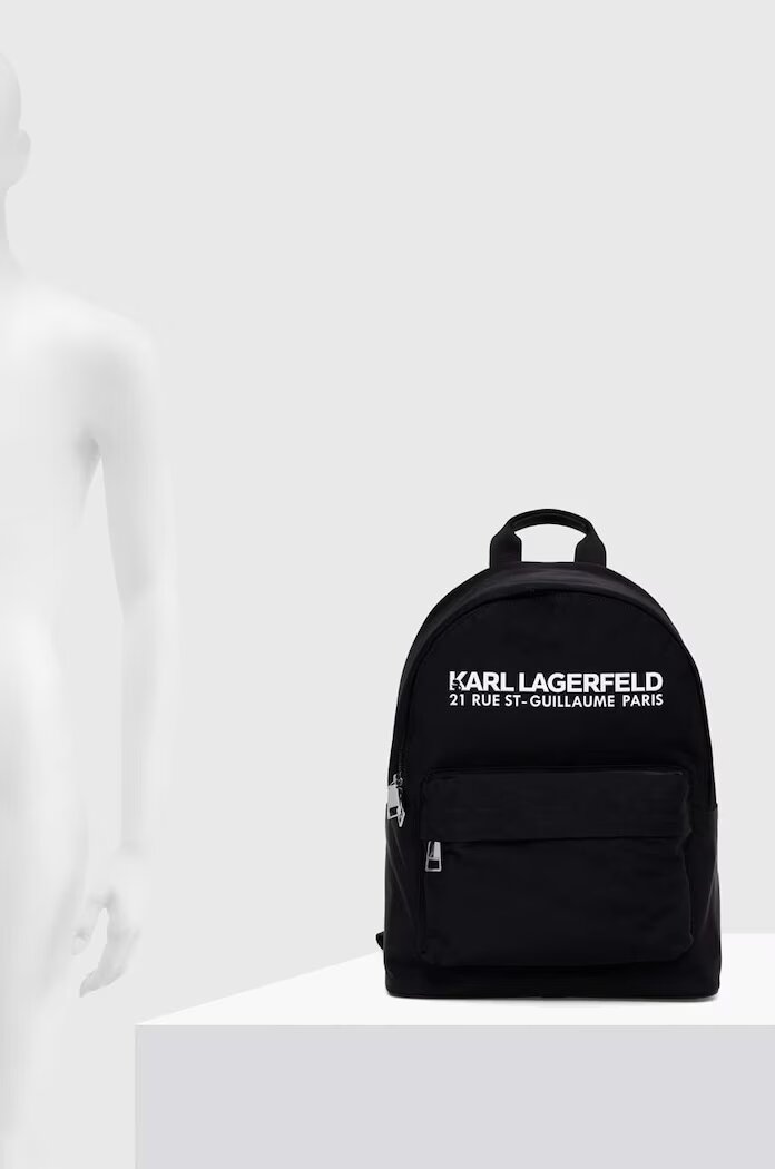 Karl Lagerfeld Раница в черно голям размер с изчистен дизайн