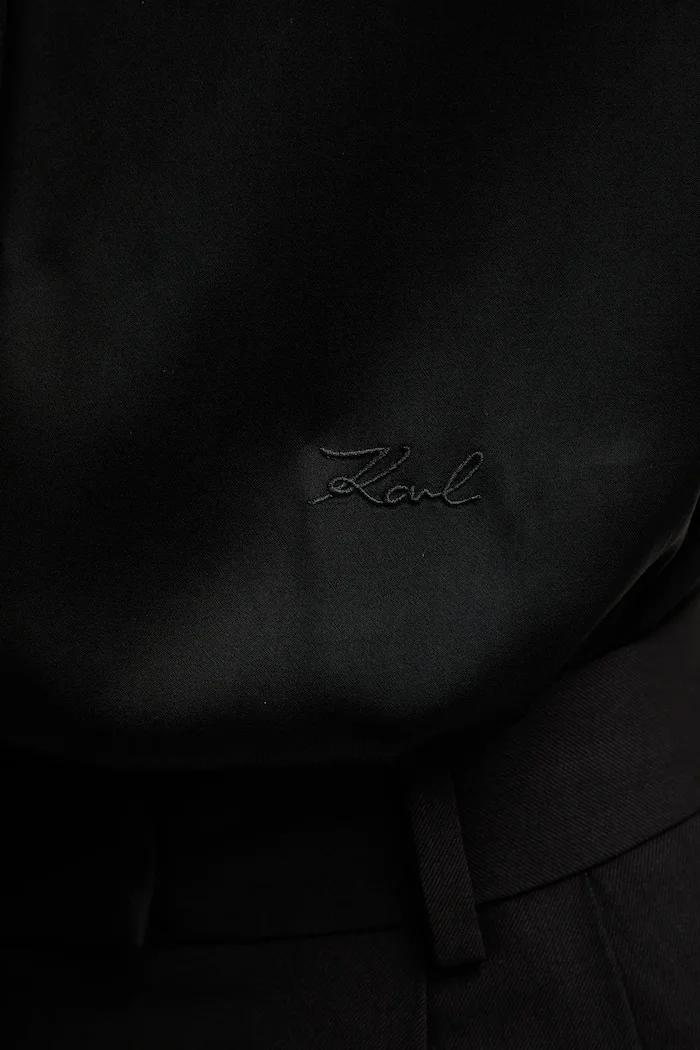 Karl Lagerfeld Риза дамска в черно със свободна кройка с класическа яка A4W11040