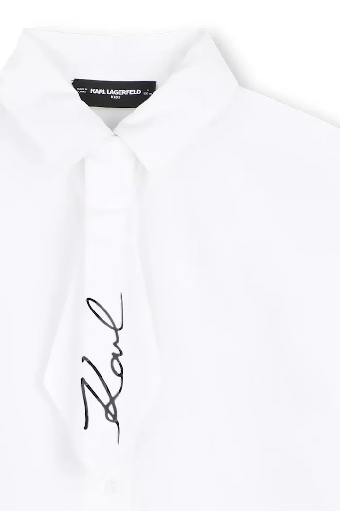 Karl Lagerfeld риза за деца от памук бяла с изчистена шарка Z31316