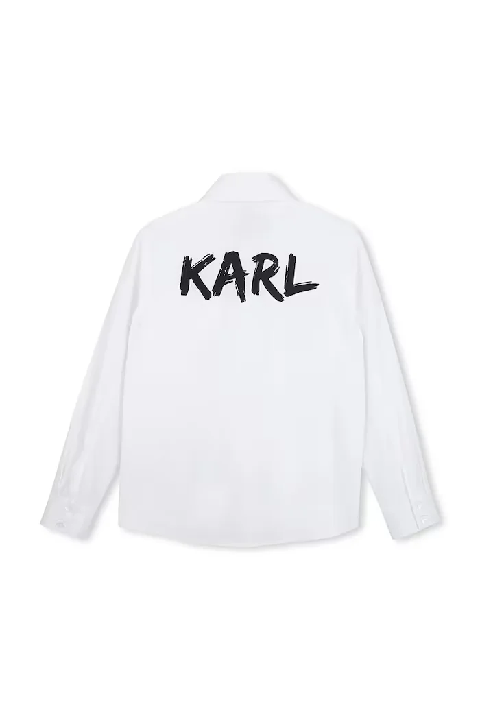 Karl Lagerfeld риза за деца от памук бяла с щампа Z31378