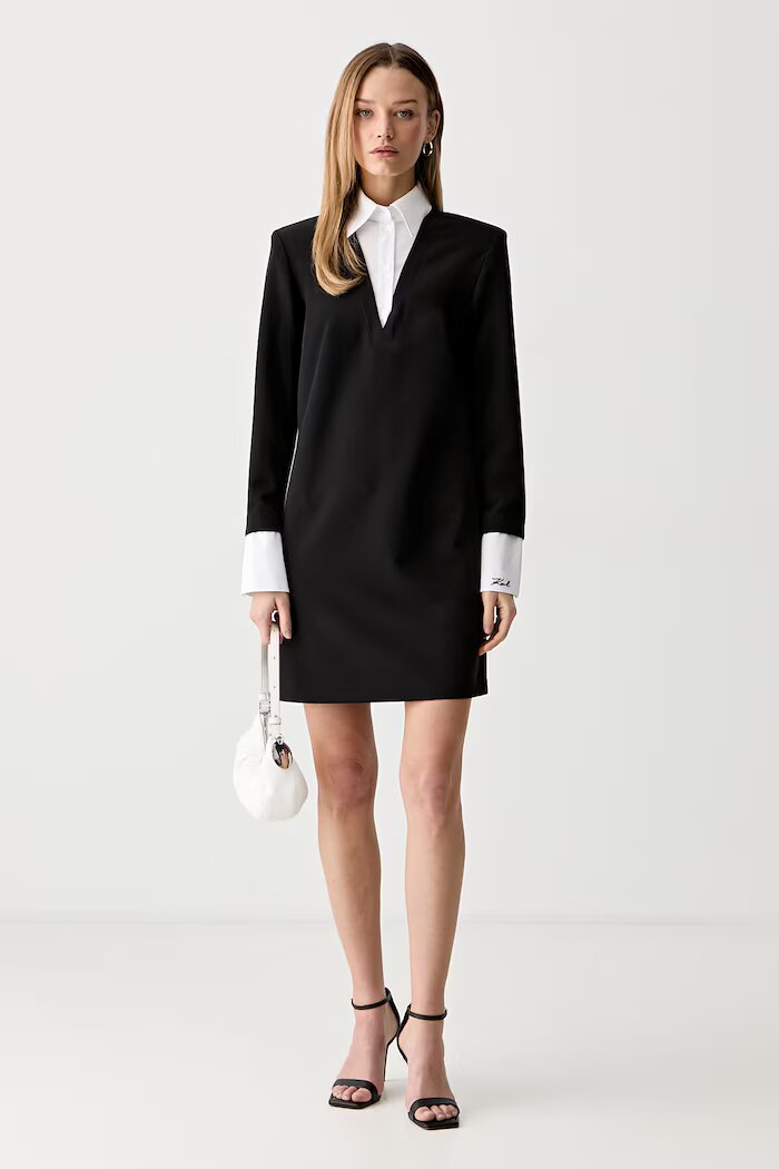 Karl Lagerfeld рокля черна с изчистена шарка B3W13043