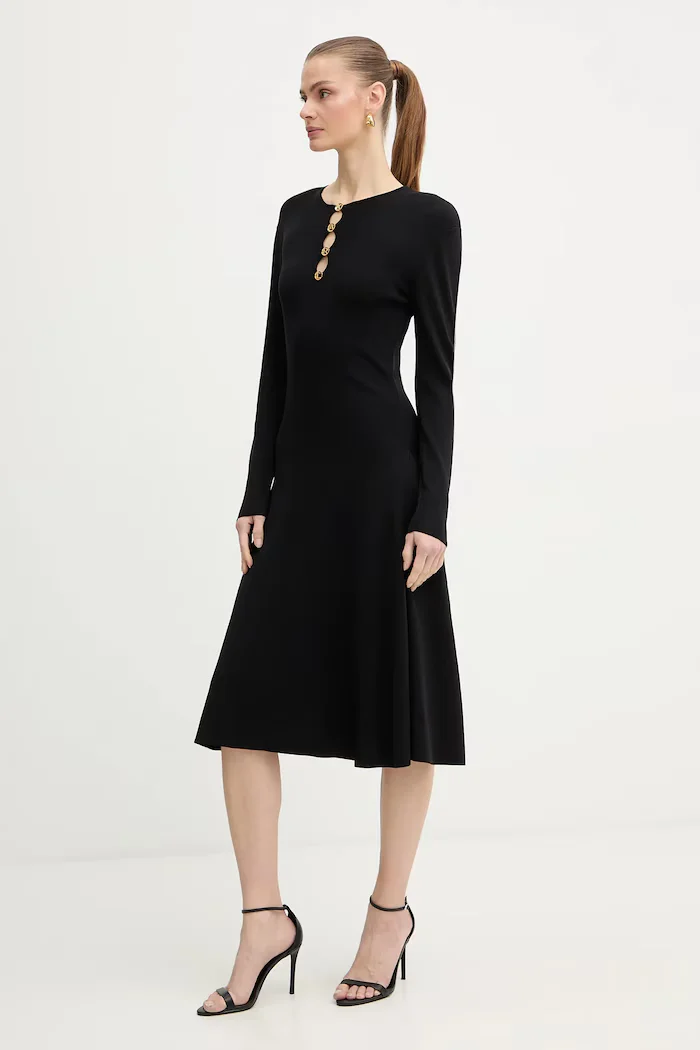 Karl Lagerfeld Рокля KARL DAILY в черно среднодълга разкроена B1W13003
