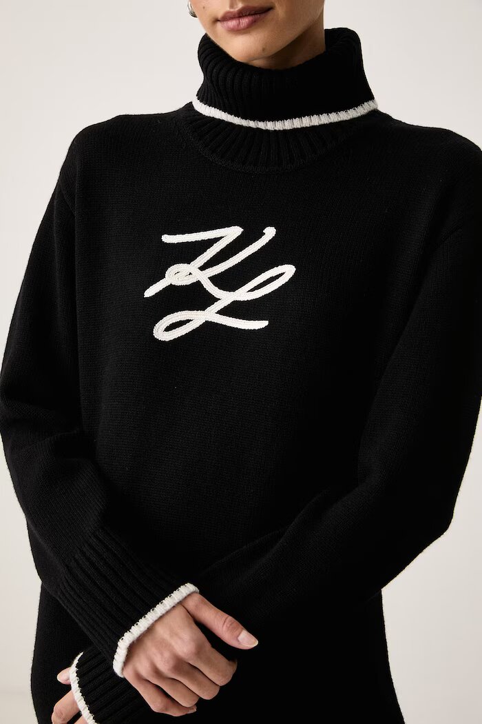 Karl Lagerfeld рокля с вълна черна B4W13033