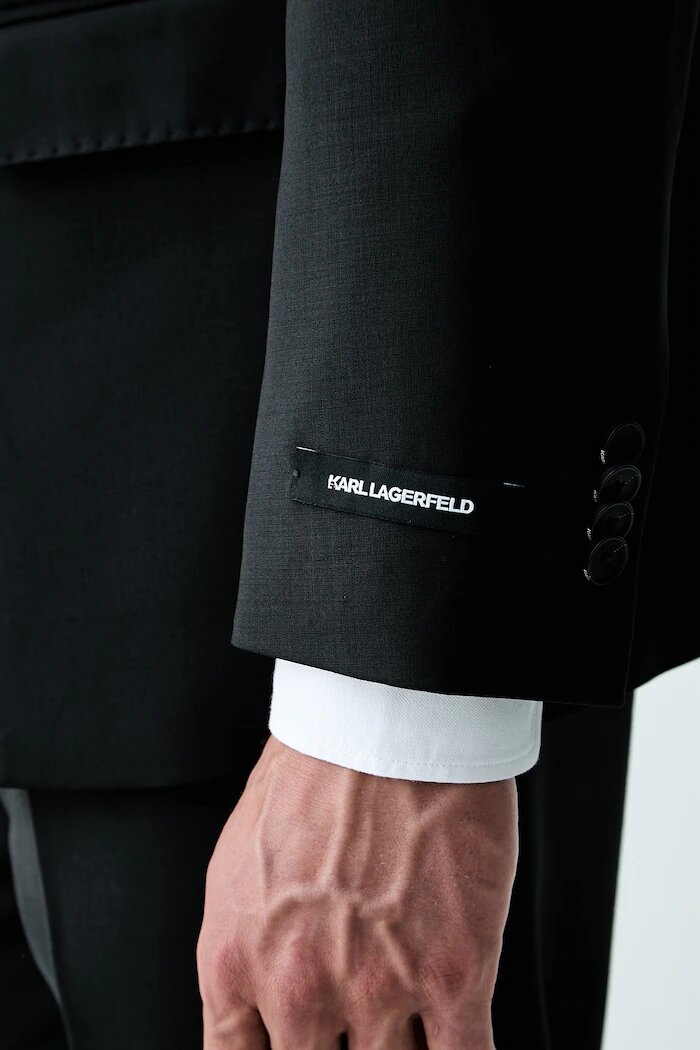 Karl Lagerfeld сако с едноредно закопчаване мъжко с добавена вълна черно 500090.155601