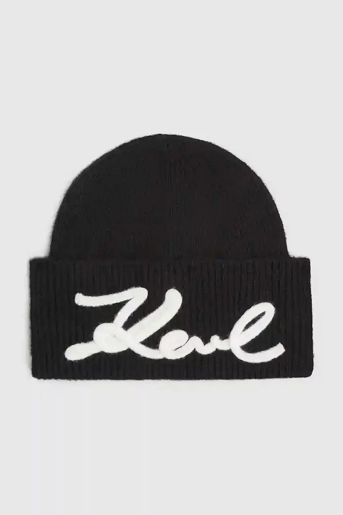 Karl Lagerfeld Шапка с вълна K/SIGNATURE в черно A4W33009