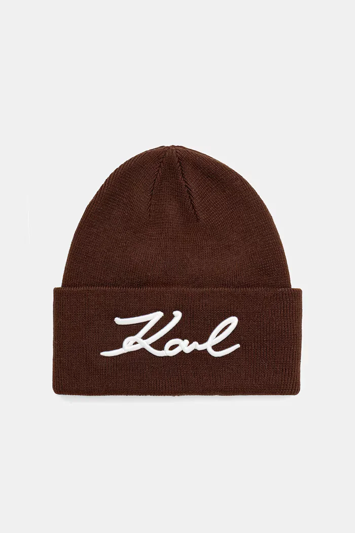 Karl Lagerfeld Шапка с вълна K/SIGNATURE в кафяво B1W33016