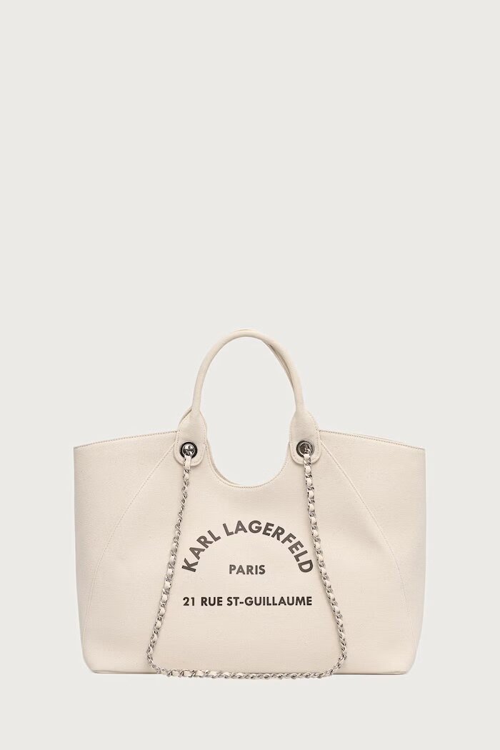 Karl Lagerfeld шопинг чанта дамска от памук K/RSG бежова B3W50068