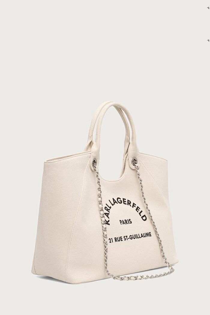 Karl Lagerfeld шопинг чанта дамска от памук K/RSG бежова B3W50068