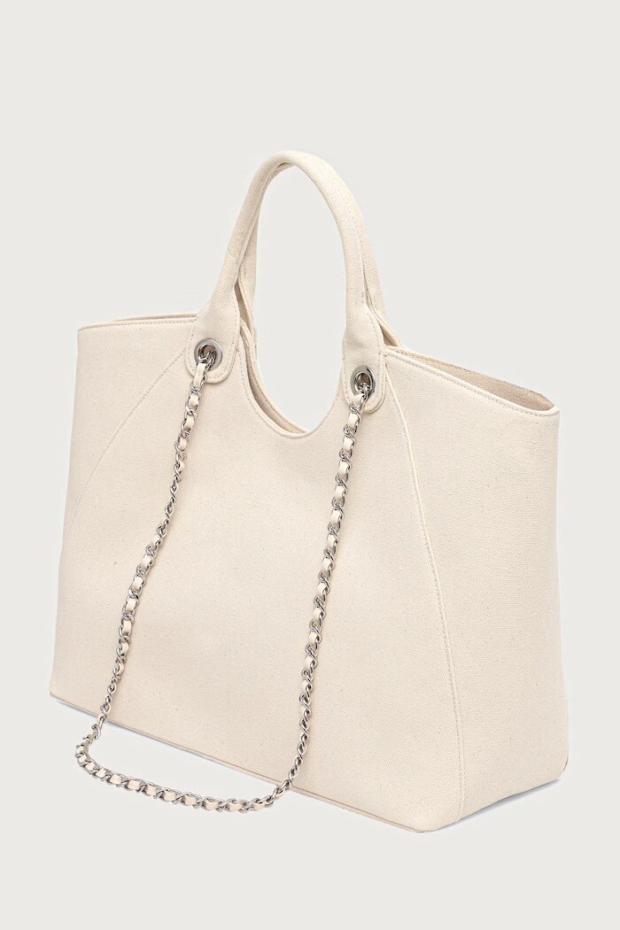 Karl Lagerfeld шопинг чанта дамска от памук K/RSG бежова B3W50068