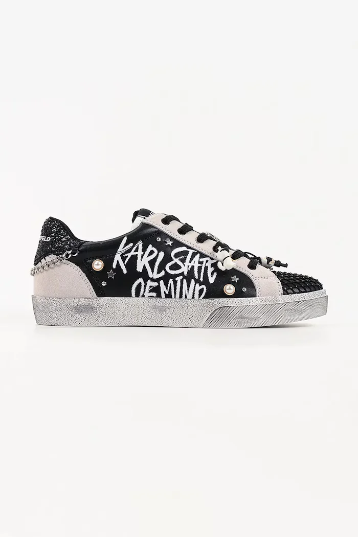 Karl Lagerfeld Skool маратонки дамски от кожа черни KL60116S