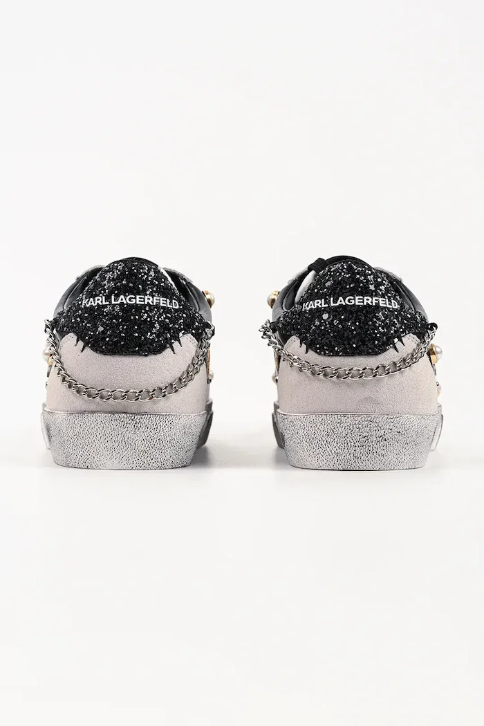 Karl Lagerfeld Skool маратонки дамски от кожа черни KL60116S