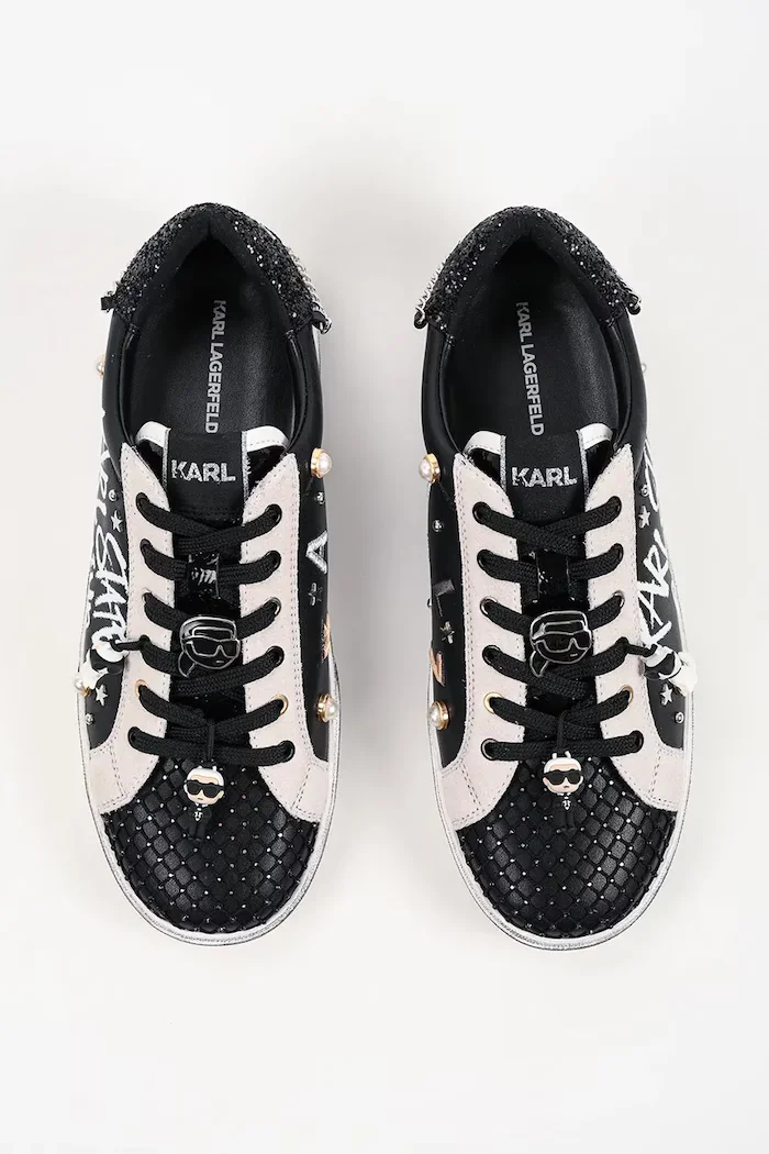 Karl Lagerfeld Skool маратонки дамски от кожа черни KL60116S