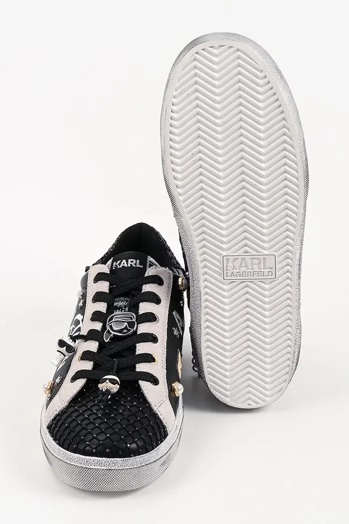 Karl Lagerfeld Skool маратонки дамски от кожа черни KL60116S