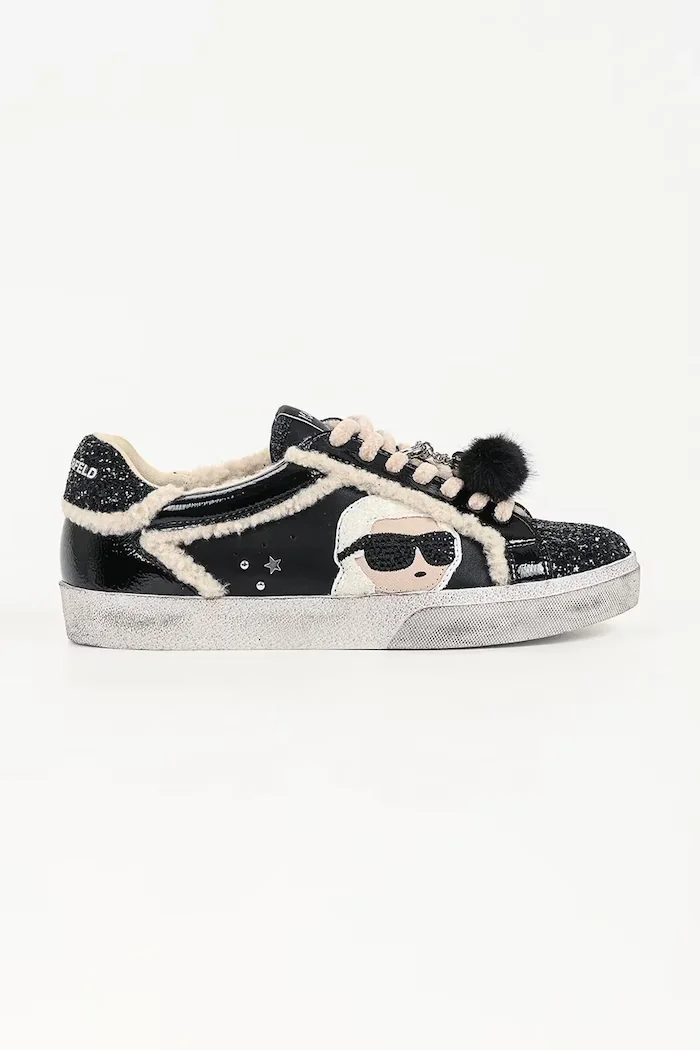 Karl Lagerfeld Skool ниски кецове дамски черни ниски KL60130L