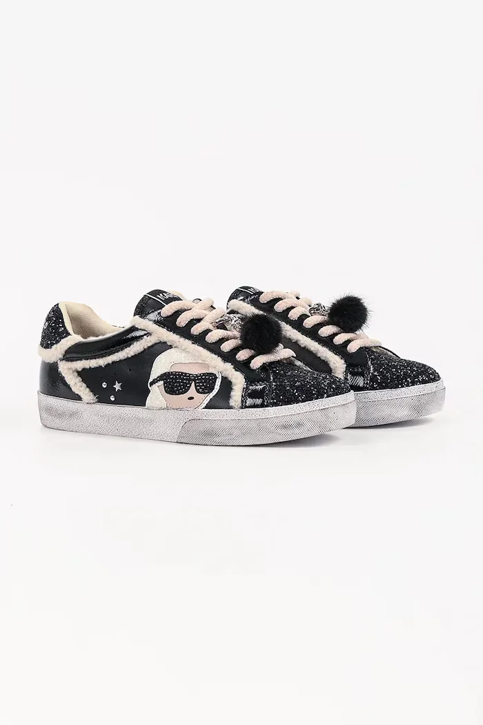 Karl Lagerfeld Skool ниски кецове дамски черни ниски KL60130L