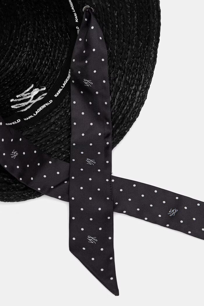 Karl Lagerfeld сламена шапка дамска K/AUTOGRAPH черна B3W46050