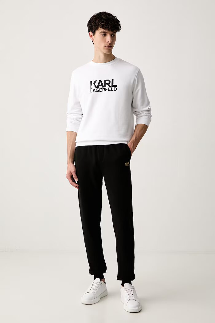 Karl Lagerfeld спортен панталон мъжки от памук черен със стандартна талия 563917.705782