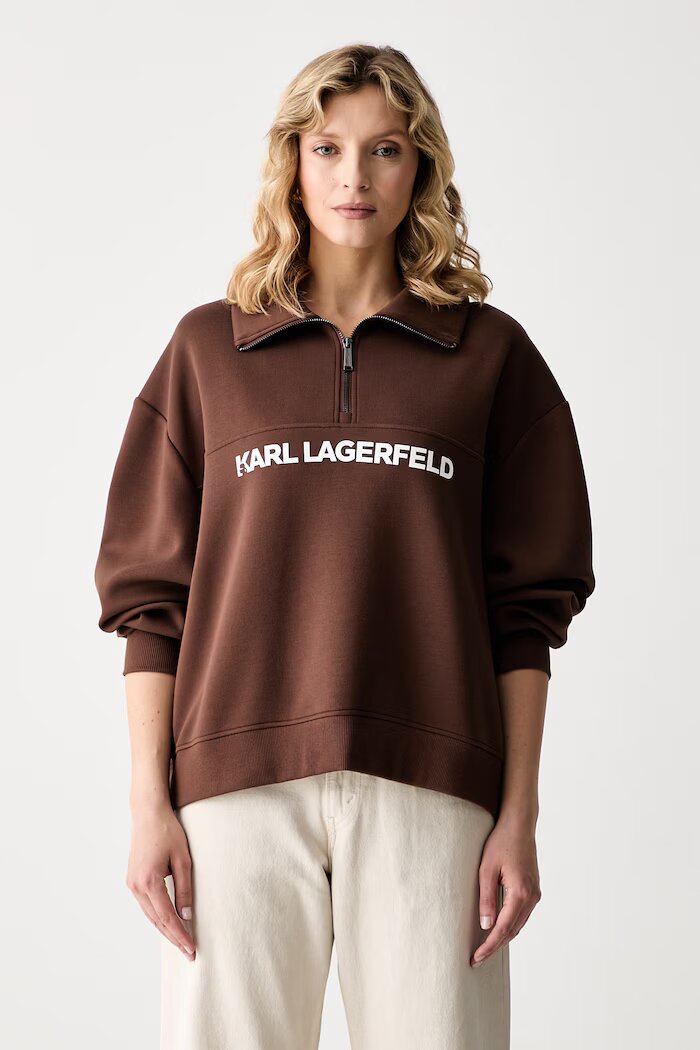 Karl Lagerfeld суичър дамски с вискоза кафяв B3W44017
