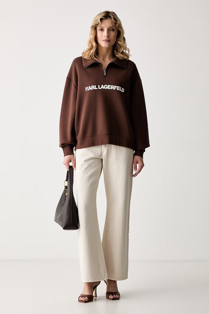 Karl Lagerfeld суичър дамски с вискоза кафяв B3W44017