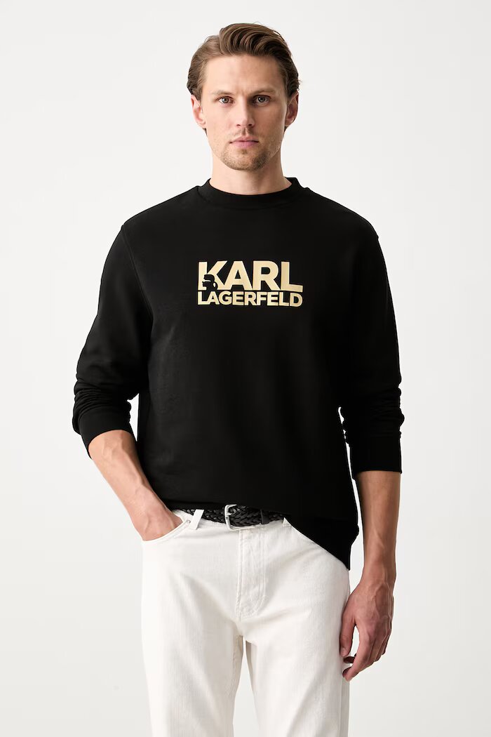 Karl Lagerfeld суичър мъжки от памук черен 500917.705780