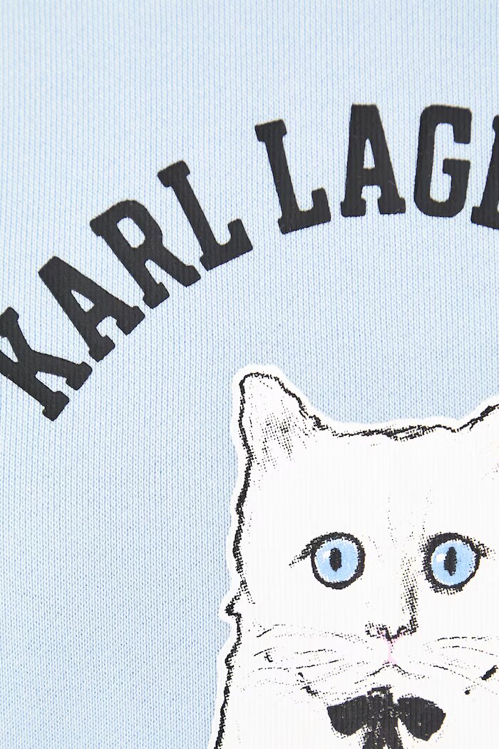 Karl Lagerfeld суичър с качулка дамски от памук син B4W20061