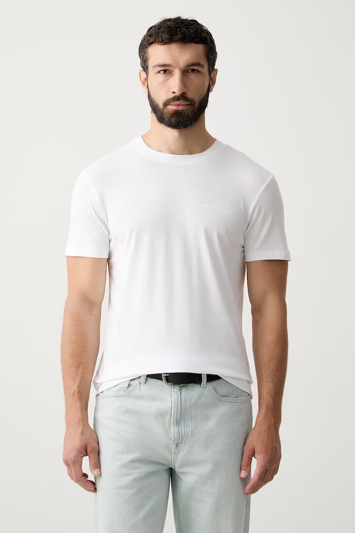 Karl Lagerfeld тениска basic мъжка от памук с еластан 2 броя бяла A1M47097