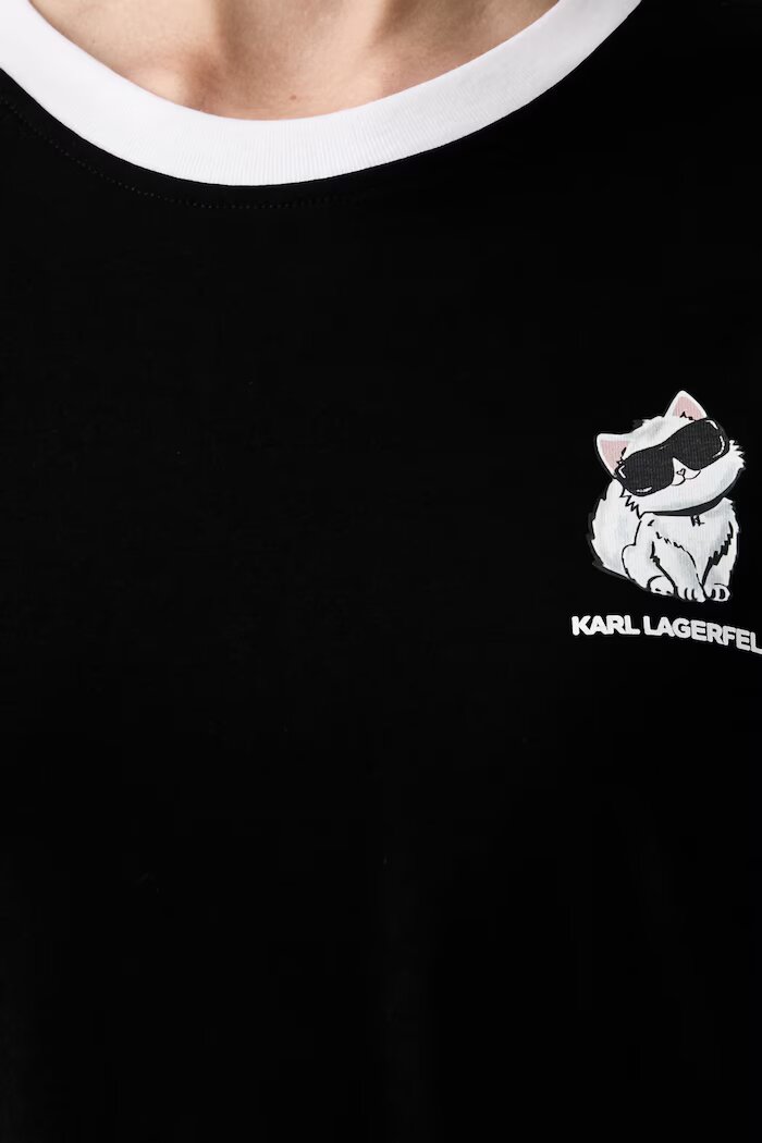 Karl Lagerfeld тениска дамска от памук IKON черна B3W17092
