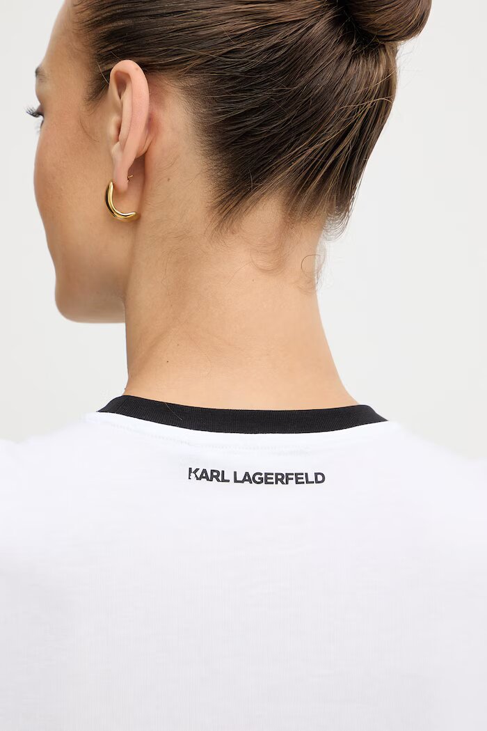 Karl Lagerfeld тениска дамска памучна IKON бяла B2W17026