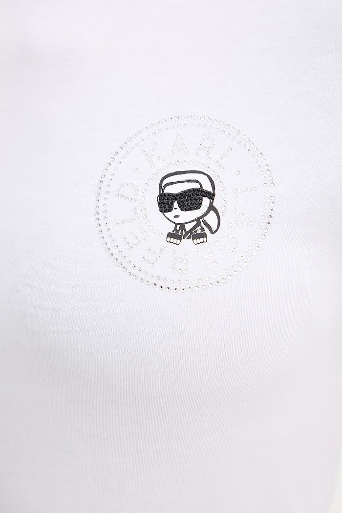 Karl Lagerfeld тениска дамска памучна IKON бяла B2W17026