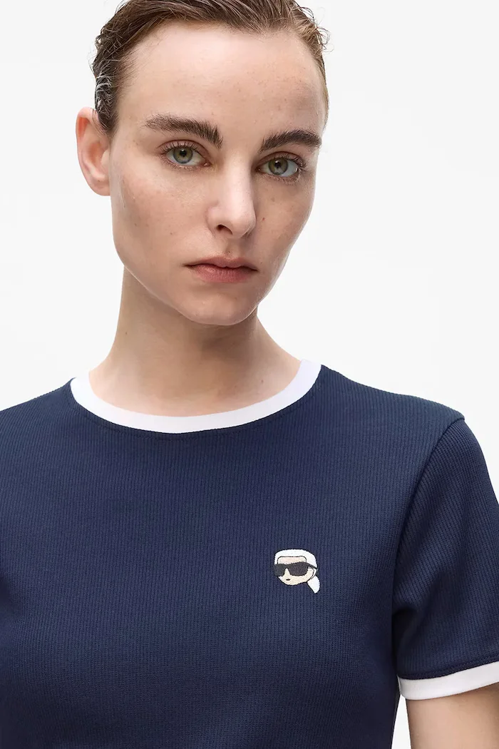 Karl Lagerfeld Тениска IKON дамска в тъмносиньо A4W17097