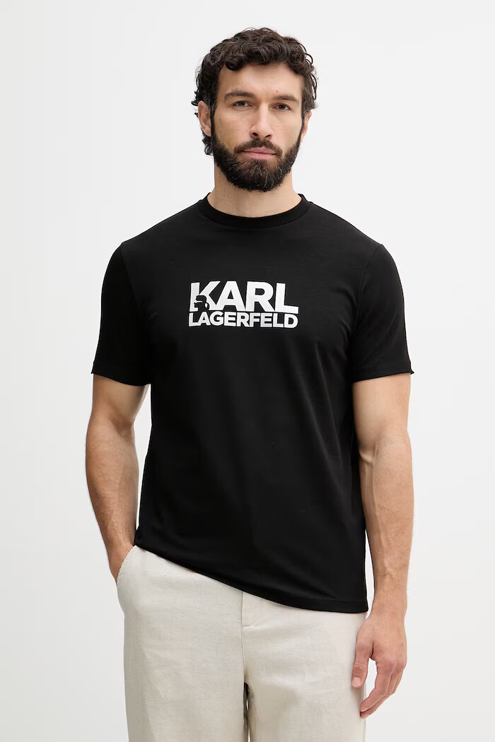 Karl Lagerfeld тениска мъжка от памук черна 500235.755780