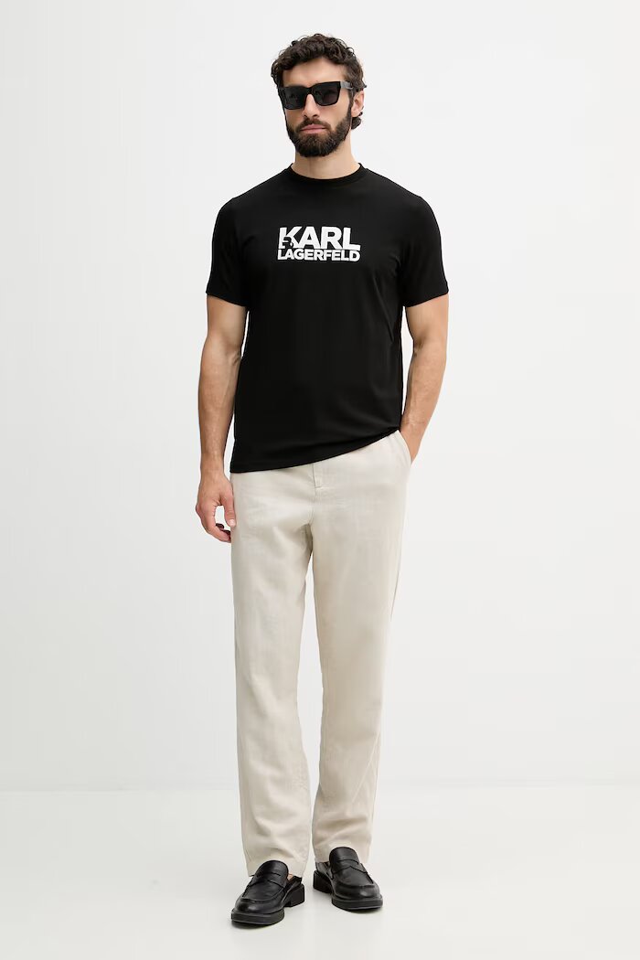Karl Lagerfeld тениска мъжка от памук черна 500235.755780