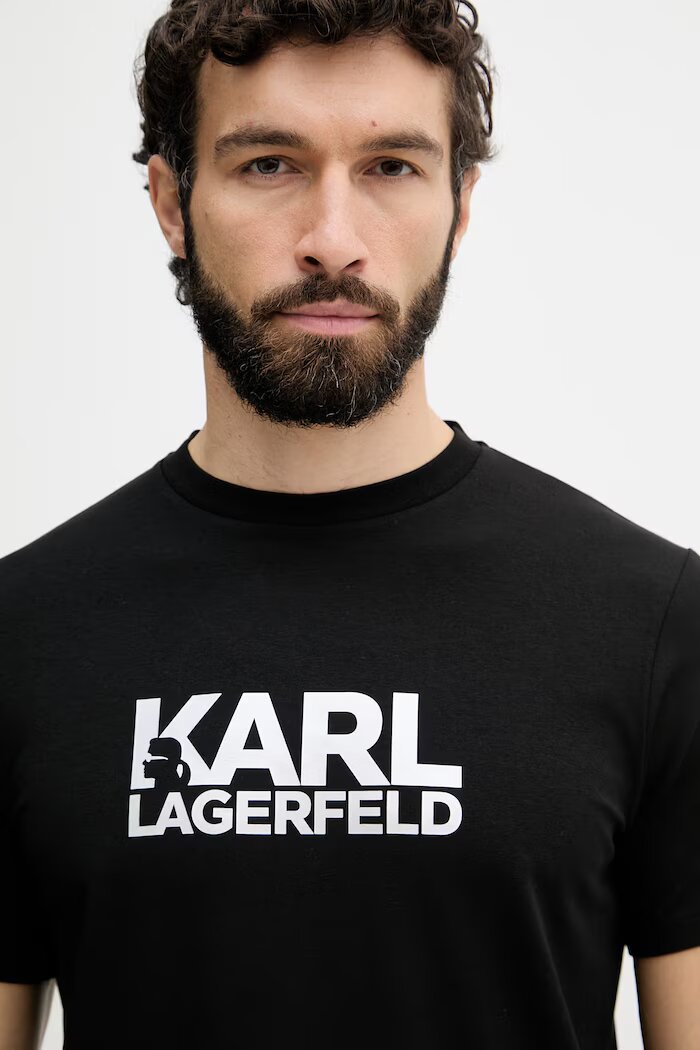 Karl Lagerfeld тениска мъжка от памук черна 500235.755780