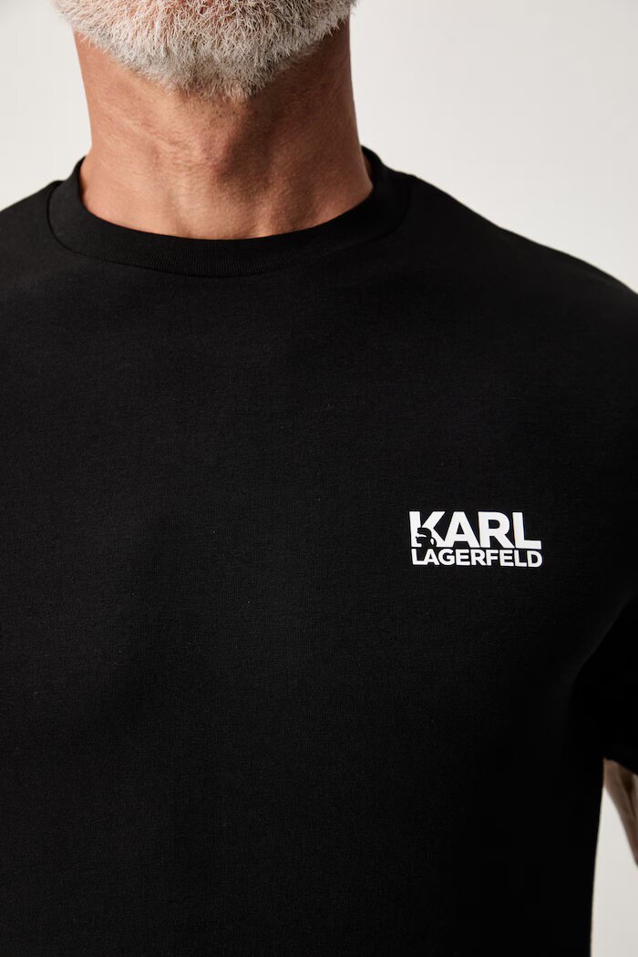 Karl Lagerfeld тениска мъжка от памук с еластан черна 563235.755781