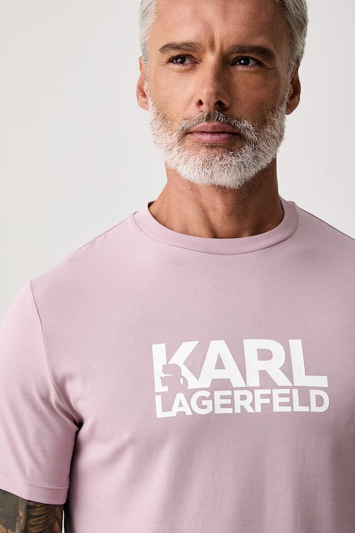 Karl Lagerfeld тениска мъжка от памук с еластан розова 563235.755780