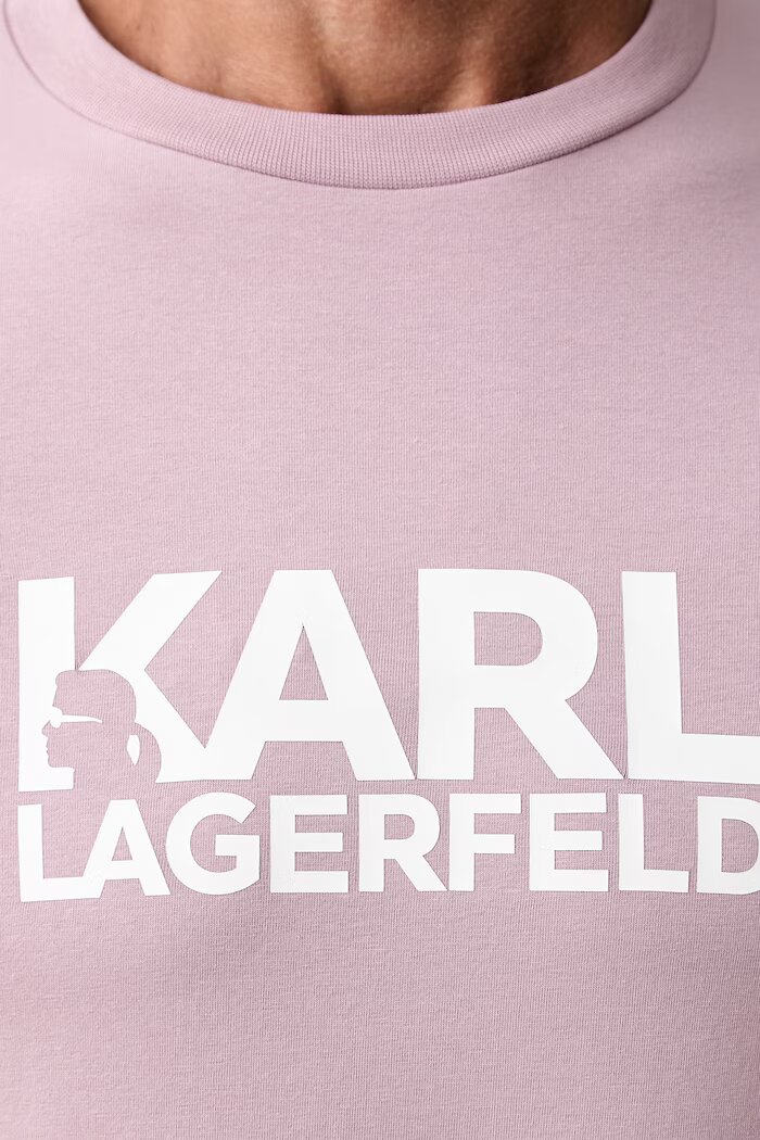 Karl Lagerfeld тениска мъжка от памук с еластан розова 563235.755780