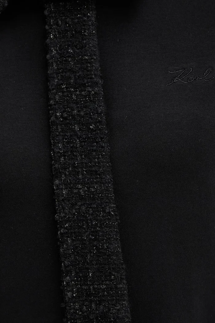 Karl Lagerfeld Тениска с яка дамска в черно B1W17011