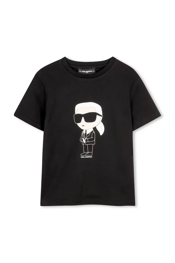 Karl Lagerfeld тениска за деца памучна черна Z31096
