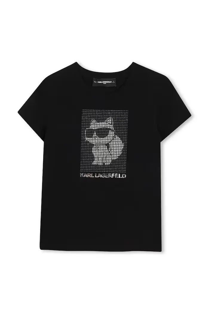 Karl Lagerfeld тениска за деца с памук черна Z31158