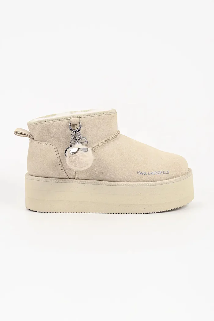 Karl Lagerfeld Thermo апрески дамски от кожа бежови KL48527
