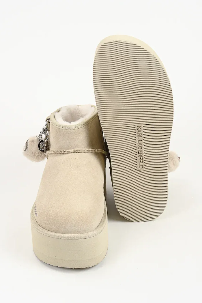 Karl Lagerfeld Thermo апрески дамски от кожа бежови KL48527