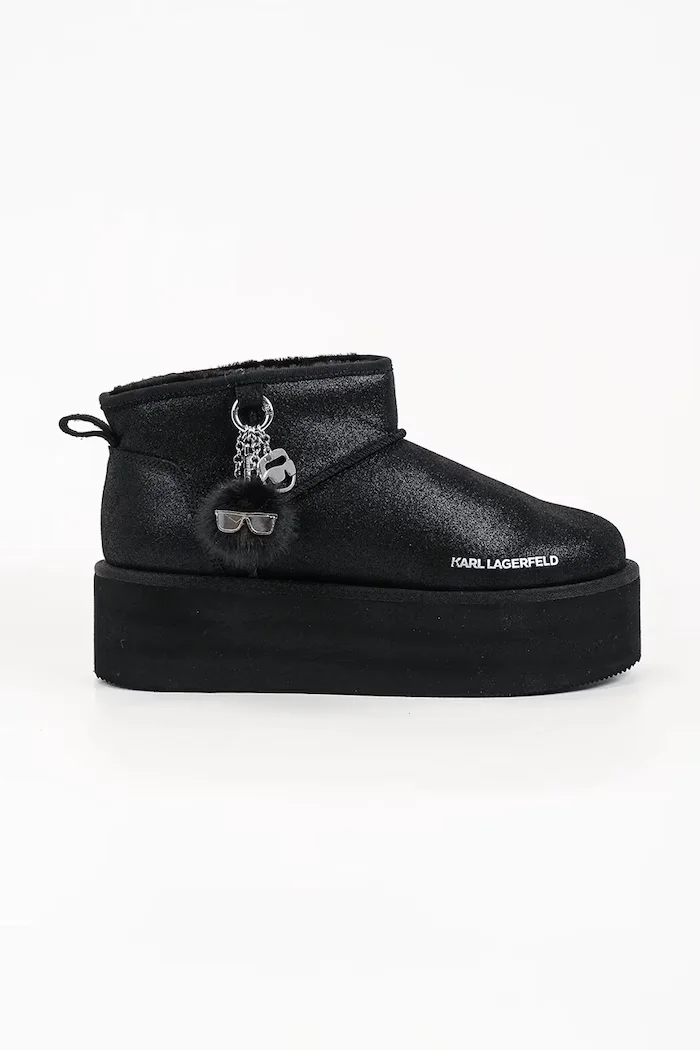 Karl Lagerfeld Thermo апрески дамски от кожа черни KL48527