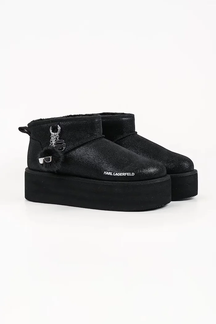 Karl Lagerfeld Thermo апрески дамски от кожа черни KL48527