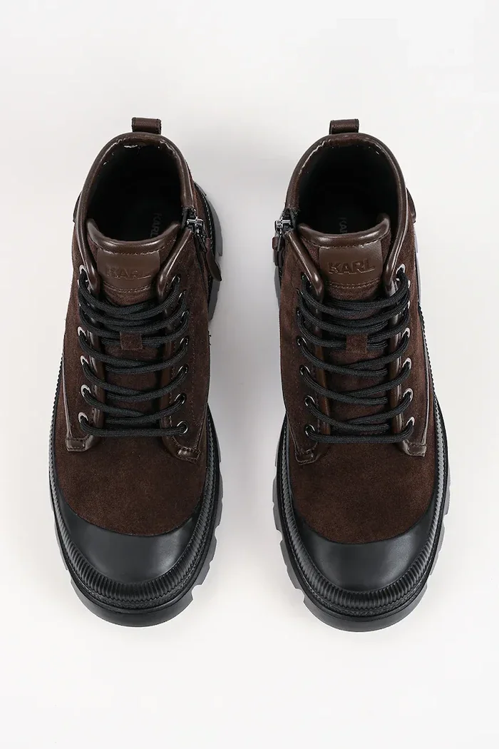 Karl Lagerfeld туристически обувки мъжки от велур Trekka Mens Nft кафяви KL25252
