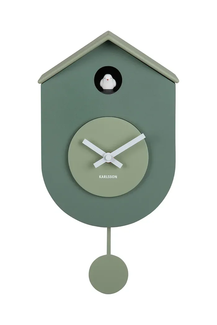 Karlsson Часовник с махало Grato Cuckoo 33 cm в зелено