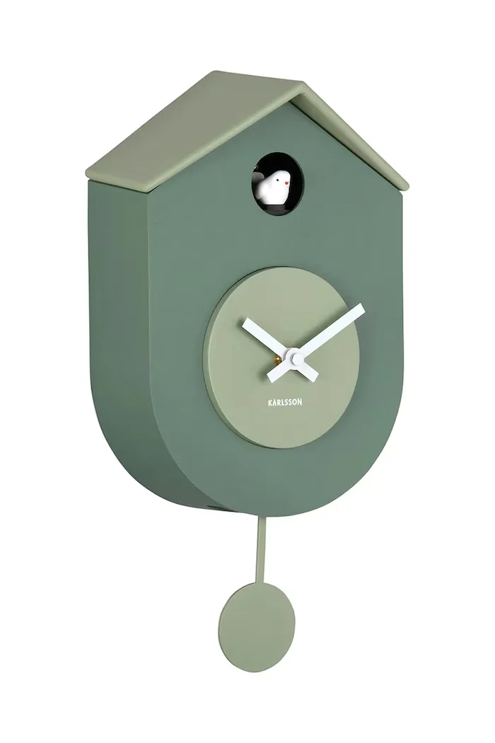 Karlsson Часовник с махало Grato Cuckoo 33 cm в зелено