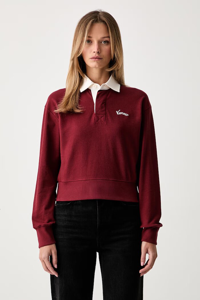 Kenzo блуза дамска от памук бордо FG62PO5504SU