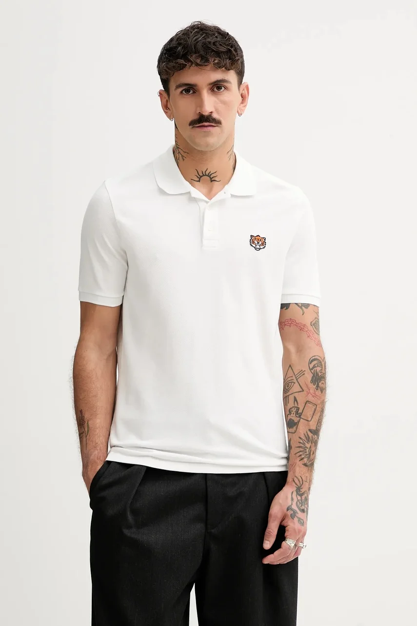 Kenzo Памучна тениска с яка Happy Tiger