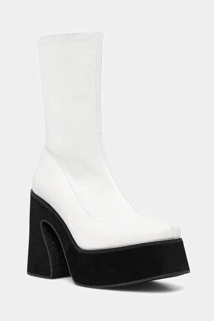 Koi Footwear Боти GT1 в бяло с дебел ток