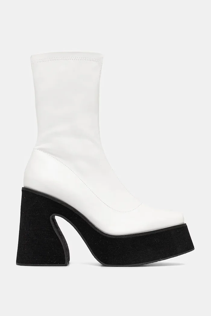 Koi Footwear Боти GT1 в бяло с дебел ток